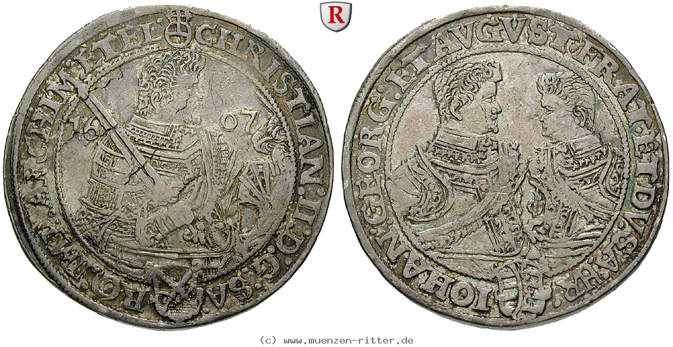 Klicken Sie auf das Bild um es auf Ihrem Rechner zu speichern sachsen-christian-ii--johann-georg-i--august-dicker-doppelter-reichstaler/75530.jpg
