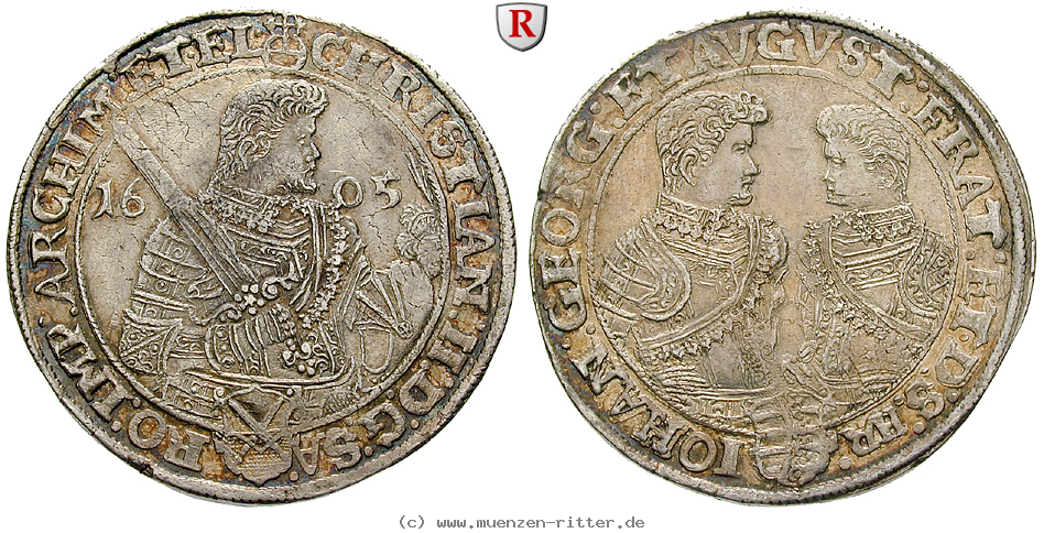 Klicken Sie auf das Bild um es auf Ihrem Rechner zu speichern sachsen-christian-ii--johann-georg-i--august-reichstaler/53518.jpg