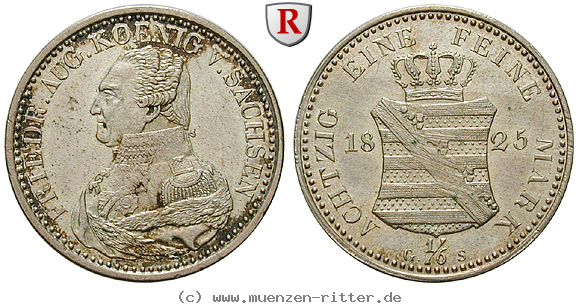 Klicken Sie auf das Bild um es auf Ihrem Rechner zu speichern sachsen-friedrich-august-i-1-6-konventionstaler/95124.jpg