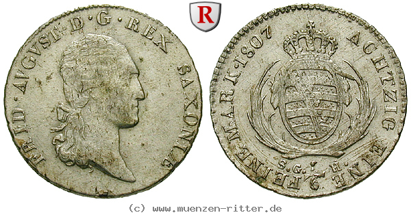 Klicken Sie auf das Bild um es auf Ihrem Rechner zu speichern sachsen-friedrich-august-i-1-6-taler/31550.jpg