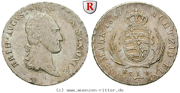 Klicken Sie auf das Bild um es auf Ihrem Rechner zu speichern sachsen-friedrich-august-i-1-6-taler/89218.jpg