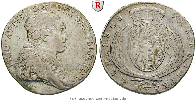 Klicken Sie auf das Bild um es auf Ihrem Rechner zu speichern sachsen-friedrich-august-i-2-3-taler/70264.jpg
