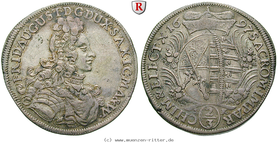 Klicken Sie auf das Bild um es auf Ihrem Rechner zu speichern sachsen-friedrich-august-i-2-3-taler/75595.jpg