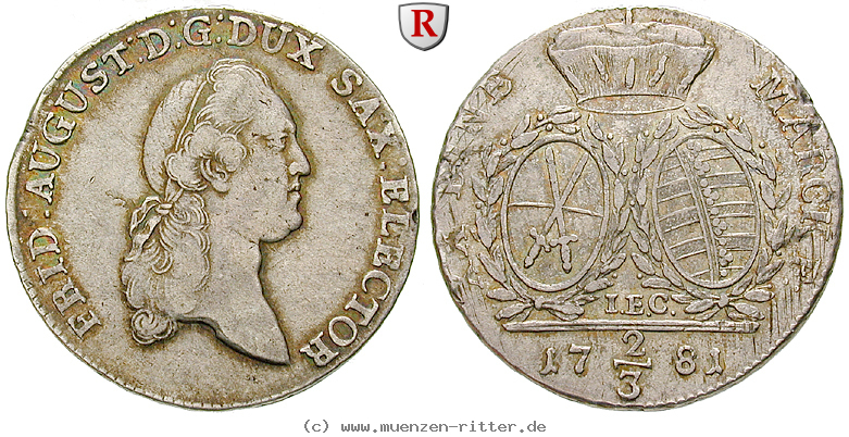 Klicken Sie auf das Bild um es auf Ihrem Rechner zu speichern sachsen-friedrich-august-iii-2-3-taler/54407.jpg