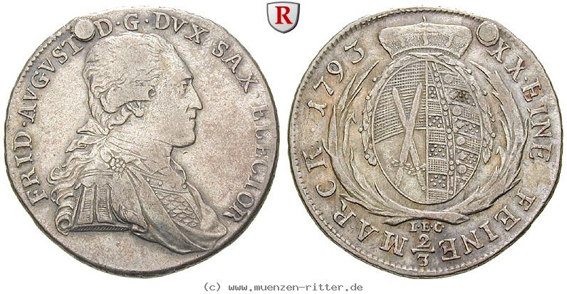 Klicken Sie auf das Bild um es auf Ihrem Rechner zu speichern sachsen-friedrich-august-iii-2-3-taler/76435.jpg