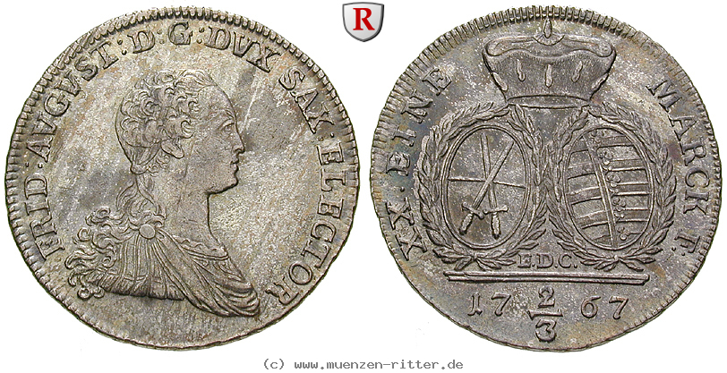 Klicken Sie auf das Bild um es auf Ihrem Rechner zu speichern sachsen-friedrich-august-iii-2-3-taler/84151.jpg
