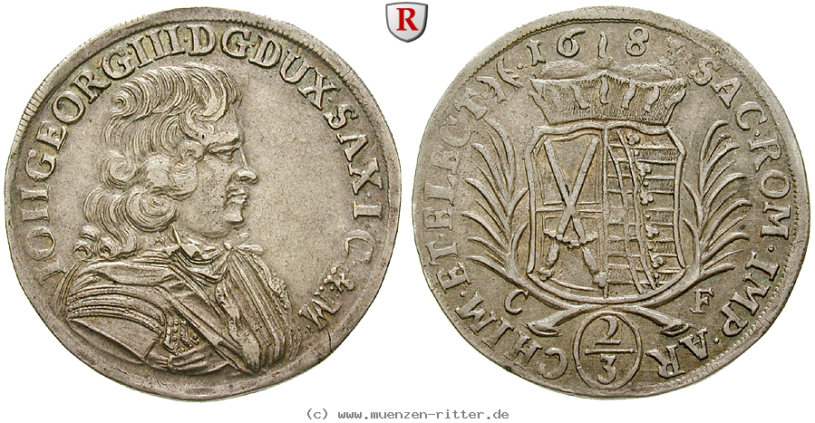 Klicken Sie auf das Bild um es auf Ihrem Rechner zu speichern sachsen-johann-georg-iii-2-3-taler/53729.jpg