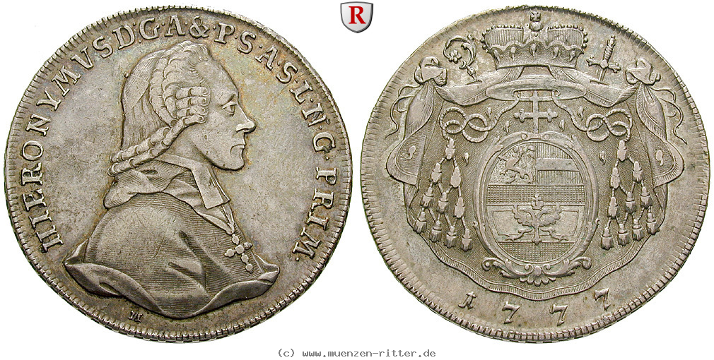 Klicken Sie auf das Bild um es auf Ihrem Rechner zu speichern salzburg-bistum-hieronymus-von-colloredo-taler/51520.jpg