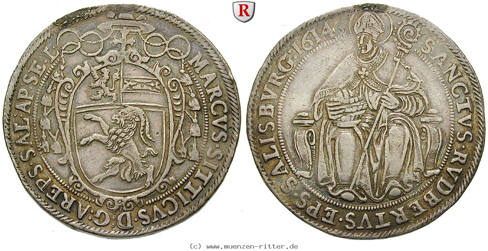 Klicken Sie auf das Bild um es auf Ihrem Rechner zu speichern salzburg-bistum-markus-sittikus-von-hohenems-taler/51506.jpg
