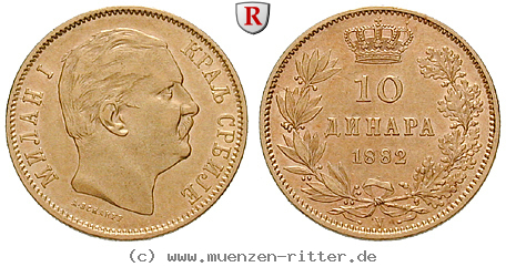 Klicken Sie auf das Bild um es auf Ihrem Rechner zu speichern serbien-milan-i-obrenowitsch-koenig-10-dinara/ag17872.jpg
