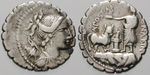 erom9712 A. Postumius, Denar, serrat...