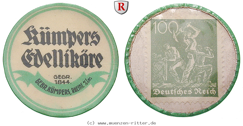 Klicken Sie auf das Bild um es auf Ihrem Rechner zu speichern staedtenotgeld-deutschland-gebrueder-kuempers-100-pfg-kapselgeld/10422.jpg
