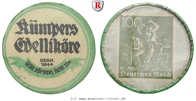 Klicken Sie auf das Bild um es auf Ihrem Rechner zu speichern staedtenotgeld-deutschland-gebrueder-kuempers-100-pfg-kapselgeld/10423.jpg