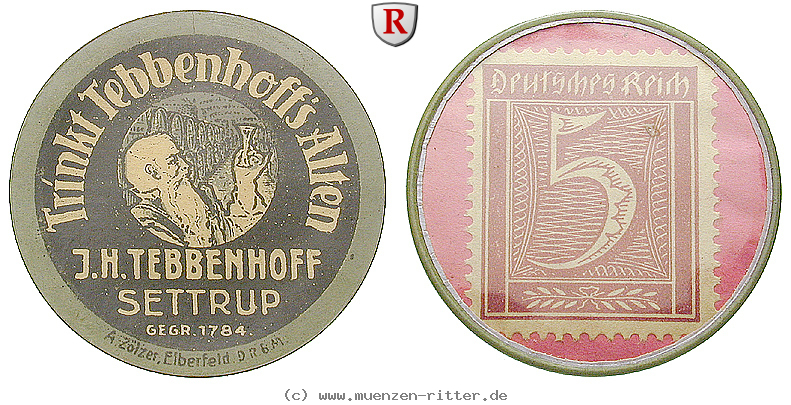 Klicken Sie auf das Bild um es auf Ihrem Rechner zu speichern staedtenotgeld-deutschland-j-h-tebbenhoff-5-pfennig-kapselgeld/10419.jpg