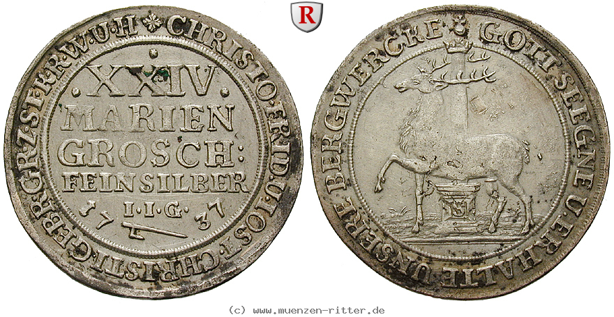 Klicken Sie auf das Bild um es auf Ihrem Rechner zu speichern stolberg-christof-friedrich-und-jost-christian-24-mariengroschen/96330.jpg