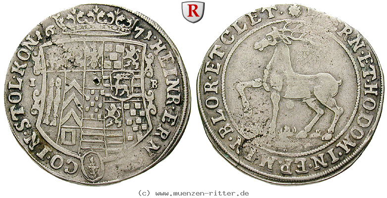 Klicken Sie auf das Bild um es auf Ihrem Rechner zu speichern stolberg-heinrich-ernst-i-1-3-taler/71732.jpg