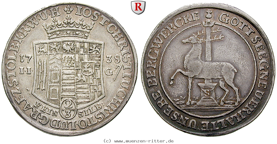 Klicken Sie auf das Bild um es auf Ihrem Rechner zu speichern stolberg-jost-christian-und-christoph-ludwig-ii-2-3-taler/84386.jpg