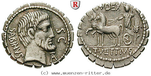 Klicken Sie auf das Bild um es auf Ihrem Rechner zu speichern t-vettius-sabinus-denar-serratus/82245.jpg