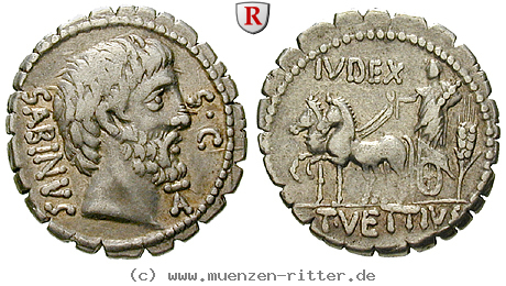 Klicken Sie auf das Bild um es auf Ihrem Rechner zu speichern t-vettius-sabinus-denar-serratus/94735.jpg