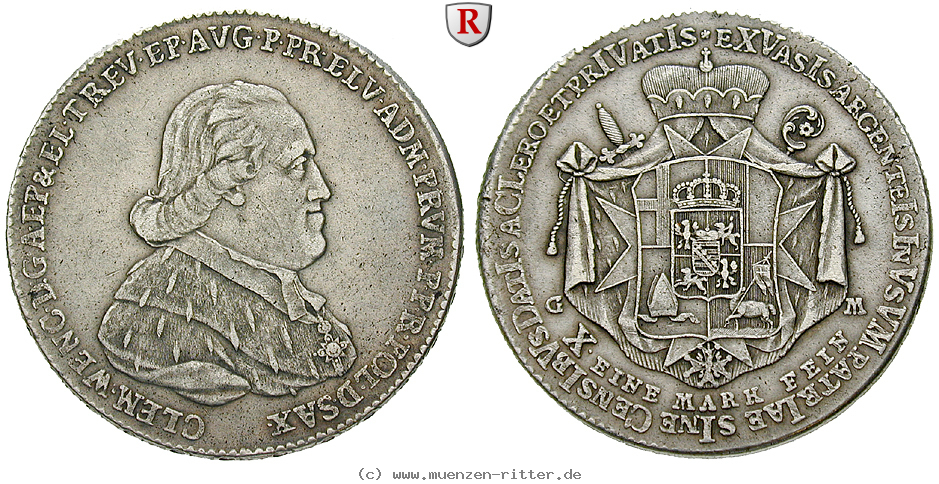 Klicken Sie auf das Bild um es auf Ihrem Rechner zu speichern trier-bistum-clemens-wenzeslaus-von-sachsen-konventionstaler/63603.jpg