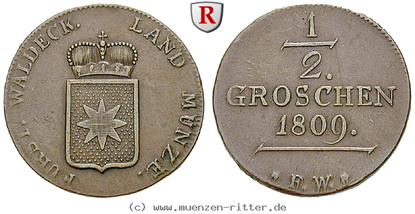 Klicken Sie auf das Bild um es auf Ihrem Rechner zu speichern waldeck-fuerstentum-friedrich-1-2-groschen/17474.jpg