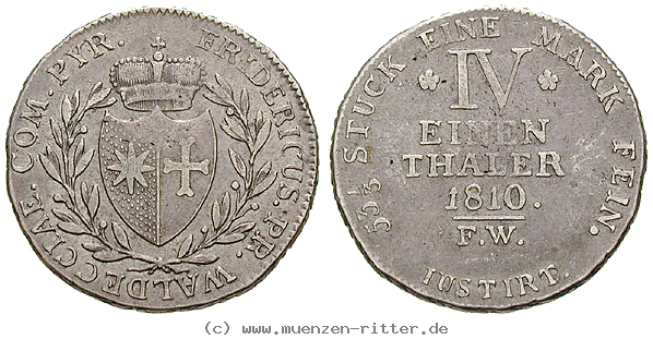 Klicken Sie auf das Bild um es auf Ihrem Rechner zu speichern waldeck-fuerstentum-friedrich-1-4-taler/17467.jpg