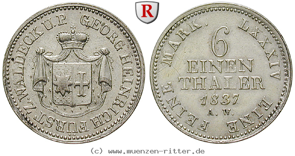 Klicken Sie auf das Bild um es auf Ihrem Rechner zu speichern waldeck-fuerstentum-georg-heinrich-1-6-taler/81936.jpg