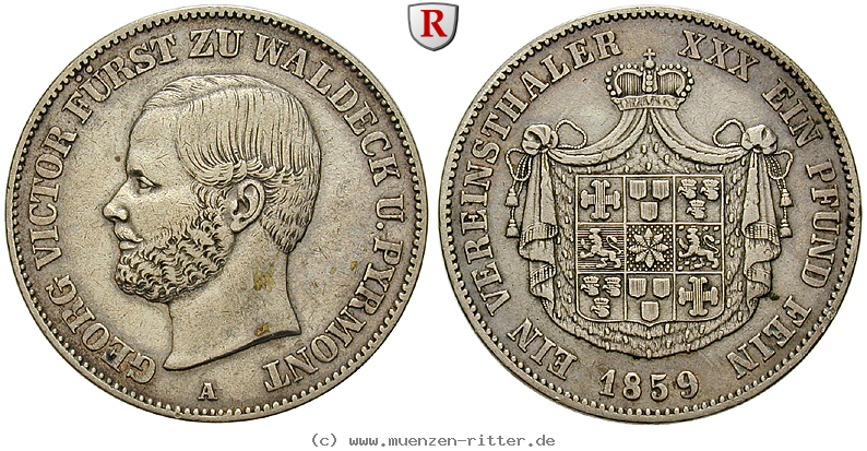 Klicken Sie auf das Bild um es auf Ihrem Rechner zu speichern waldeck-fuerstentum-georg-victor-vereinstaler/101771.jpg