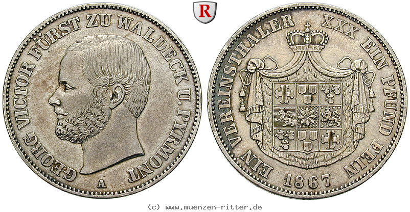 Klicken Sie auf das Bild um es auf Ihrem Rechner zu speichern waldeck-fuerstentum-georg-victor-vereinstaler/19139.jpg