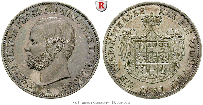 Klicken Sie auf das Bild um es auf Ihrem Rechner zu speichern waldeck-fuerstentum-georg-victor-vereinstaler/36261.jpg