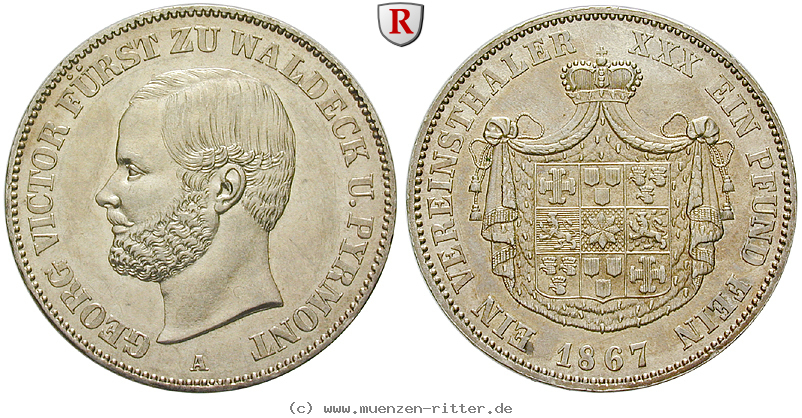 Klicken Sie auf das Bild um es auf Ihrem Rechner zu speichern waldeck-fuerstentum-georg-victor-vereinstaler/54440.jpg