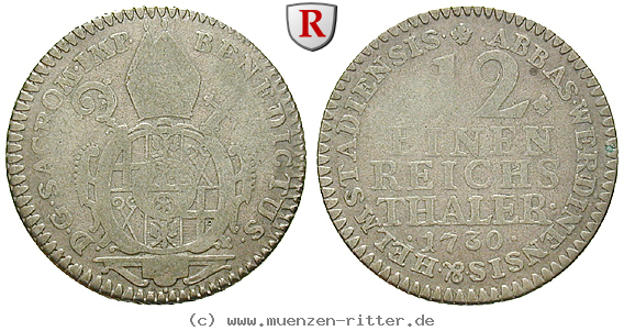 Klicken Sie auf das Bild um es auf Ihrem Rechner zu speichern werden-und-helmstedt-abtei-benedict-von-geismar-1-12-taler/69863.jpg