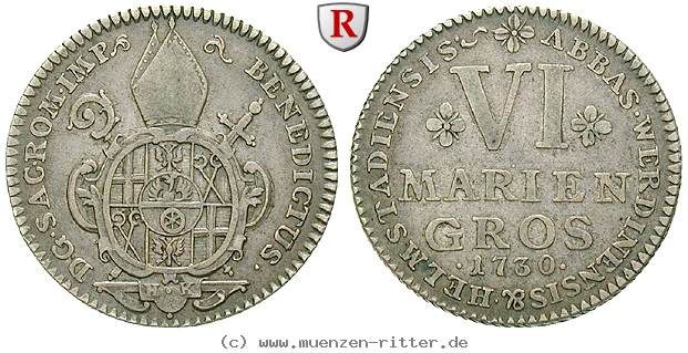 Klicken Sie auf das Bild um es auf Ihrem Rechner zu speichern werden-und-helmstedt-abtei-benedict-von-geismar-6-mariengroschen/69862.jpg