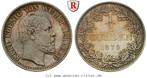 Klicken Sie auf das Bild um es auf Ihrem Rechner zu speichern wuerttemberg-karl-1-2-gulden/35374.jpg