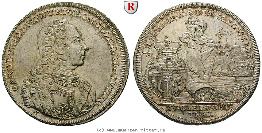 Klicken Sie auf das Bild um es auf Ihrem Rechner zu speichern wuerttemberg-karl-friedrich-administrator-1-2-reichstaler/92284.jpg