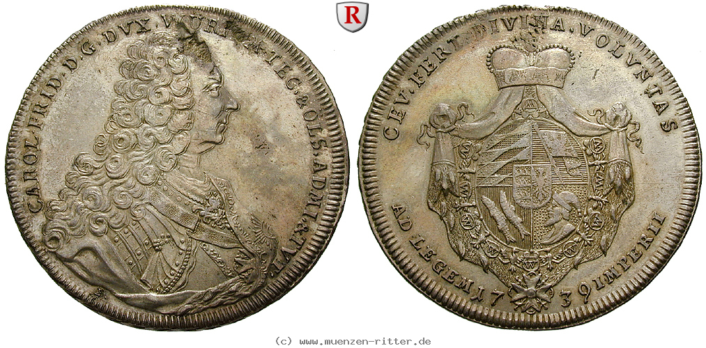 Klicken Sie auf das Bild um es auf Ihrem Rechner zu speichern wuerttemberg-karl-friedrich-administrator-reichstaler/92371.jpg