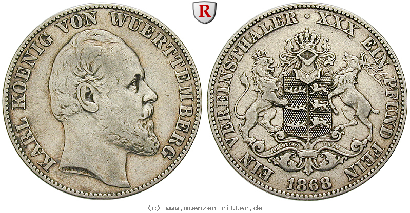 Klicken Sie auf das Bild um es auf Ihrem Rechner zu speichern wuerttemberg-karl-vereinstaler/51062.jpg
