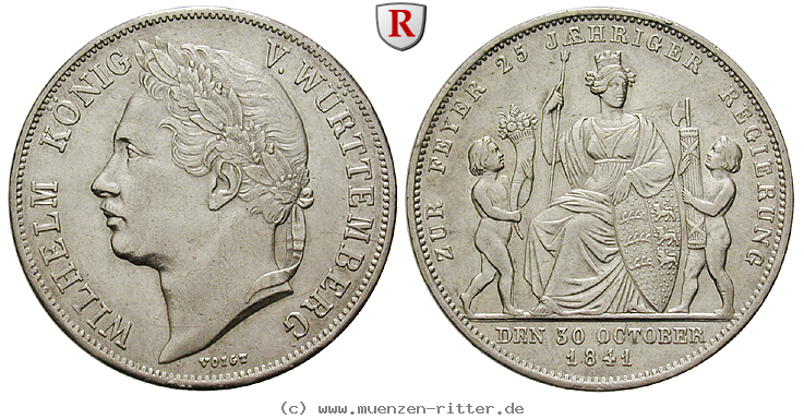Klicken Sie auf das Bild um es auf Ihrem Rechner zu speichern wuerttemberg-wilhelm-i-gulden/85182.jpg
