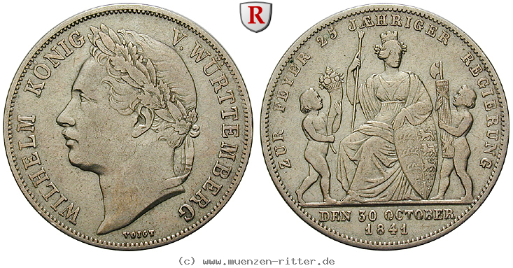 Klicken Sie auf das Bild um es auf Ihrem Rechner zu speichern wuerttemberg-wilhelm-i-gulden/94080.jpg