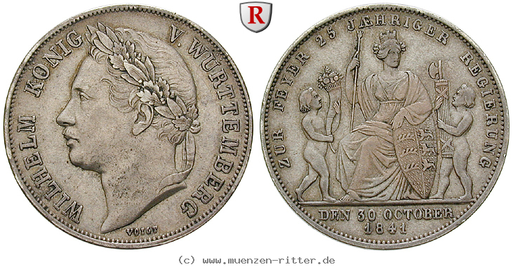 Klicken Sie auf das Bild um es auf Ihrem Rechner zu speichern wuerttemberg-wilhelm-i-gulden/eadt2826.jpg