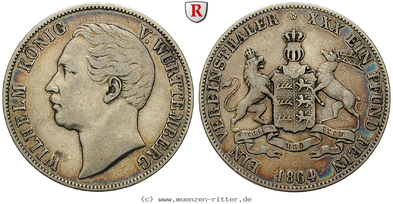 Klicken Sie auf das Bild um es auf Ihrem Rechner zu speichern wuerttemberg-wilhelm-i-vereinstaler/101439.jpg