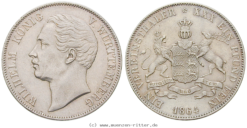 Klicken Sie auf das Bild um es auf Ihrem Rechner zu speichern wuerttemberg-wilhelm-i-vereinstaler/23854.jpg