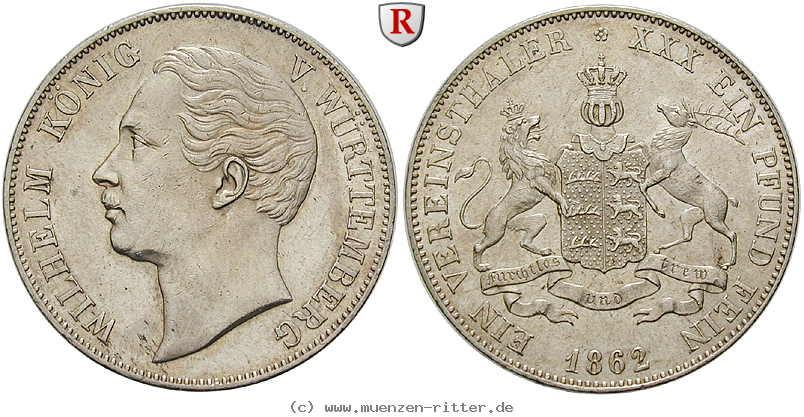 Klicken Sie auf das Bild um es auf Ihrem Rechner zu speichern wuerttemberg-wilhelm-i-vereinstaler/29269.jpg