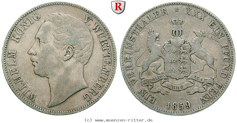 Klicken Sie auf das Bild um es auf Ihrem Rechner zu speichern wuerttemberg-wilhelm-i-vereinstaler/66742.jpg