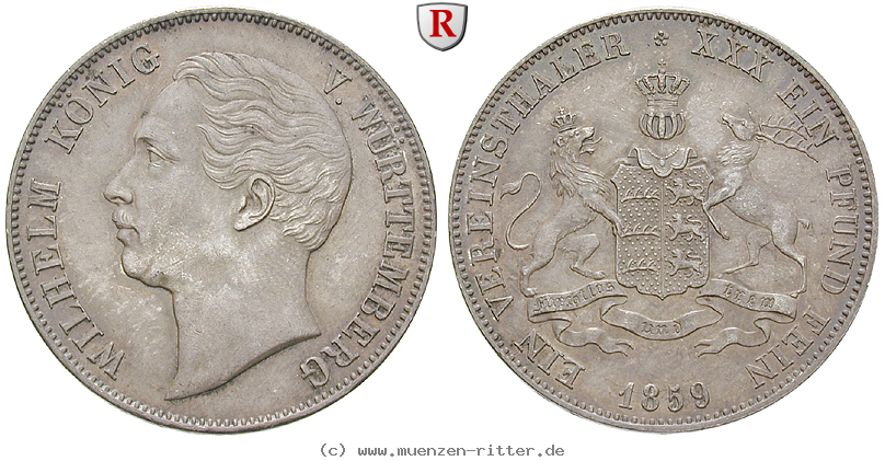Klicken Sie auf das Bild um es auf Ihrem Rechner zu speichern wuerttemberg-wilhelm-i-vereinstaler/76259.jpg