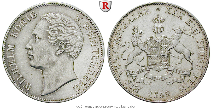 Klicken Sie auf das Bild um es auf Ihrem Rechner zu speichern wuerttemberg-wilhelm-i-vereinstaler/80505.jpg
