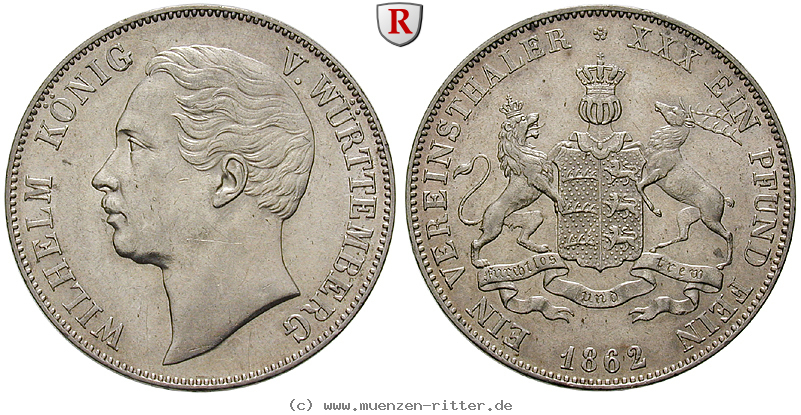Klicken Sie auf das Bild um es auf Ihrem Rechner zu speichern wuerttemberg-wilhelm-i-vereinstaler/85180.jpg