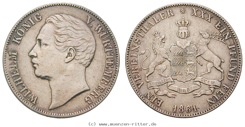 Klicken Sie auf das Bild um es auf Ihrem Rechner zu speichern wuerttemberg-wilhelm-i-vereinstaler/eadt2823.jpg