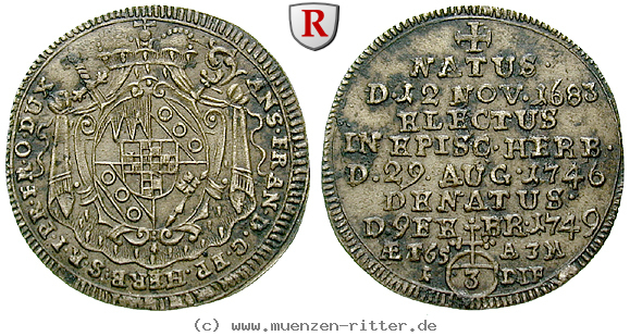 Klicken Sie auf das Bild um es auf Ihrem Rechner zu speichern wuerzburg-bistum-anselm-franz-von-ingelheim-groschen/41674.jpg