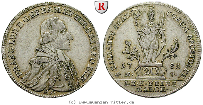 Klicken Sie auf das Bild um es auf Ihrem Rechner zu speichern wuerzburg-bistum-franz-ludwig-von-erthal-20-kreuzer/100861.jpg